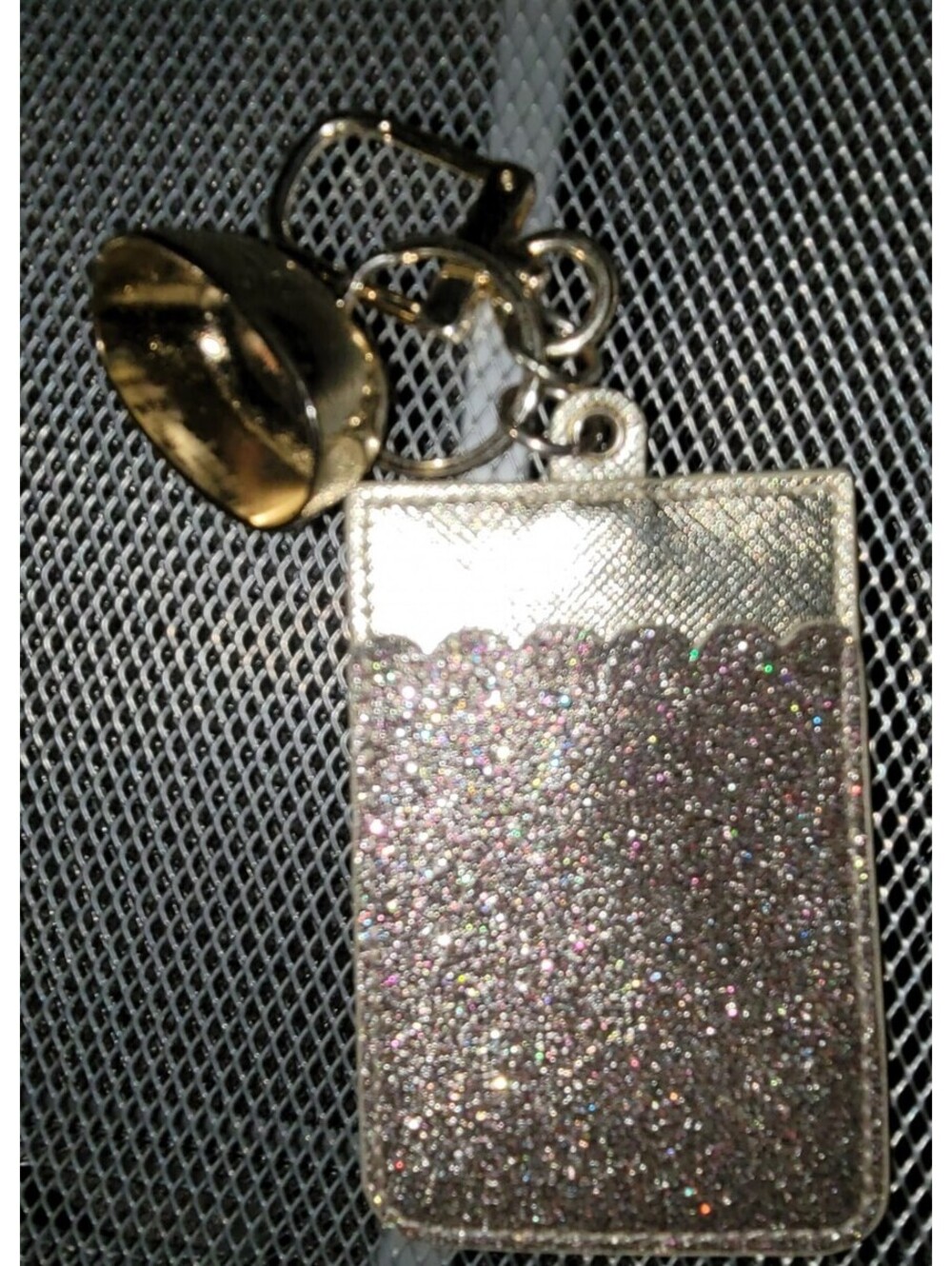 BATH & BODY WORKS GOLD MULTI COLOR GLITTER CARD HOLDER HAND SANI HOLDER KEY FOB